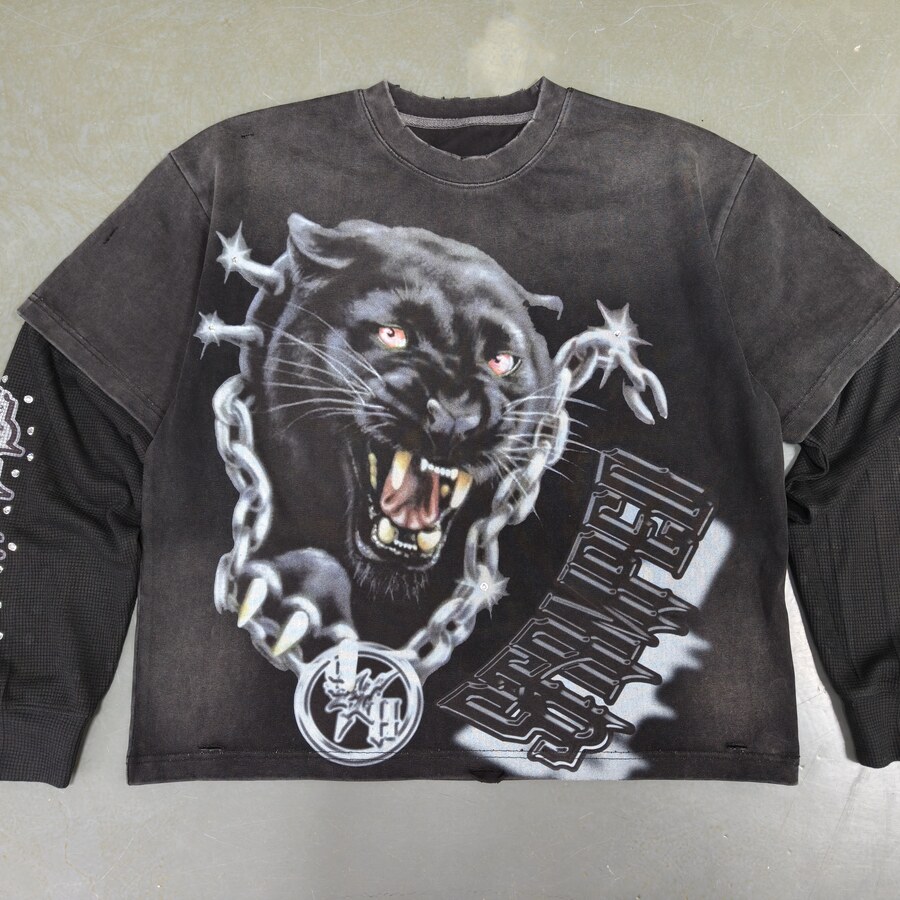 Black graphic long sleeve sample