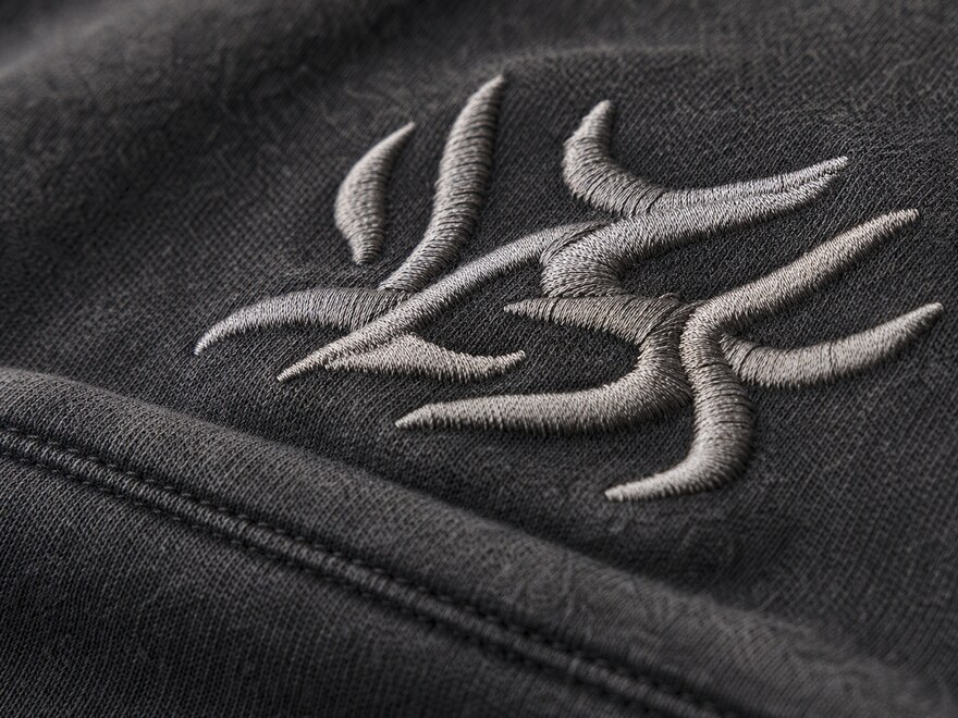 Washed hoodie fabric and embroidery detail