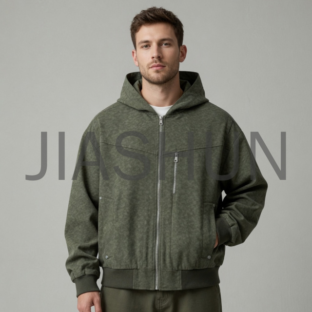 Oversized Technical Zip‑Up Hooded Jacket