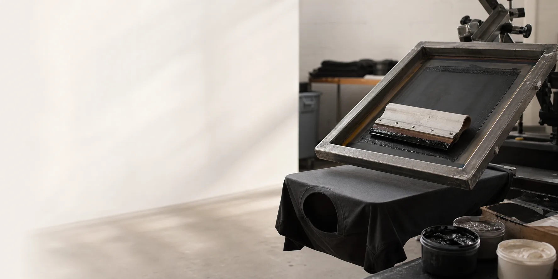 Screen-printing setup for custom apparel