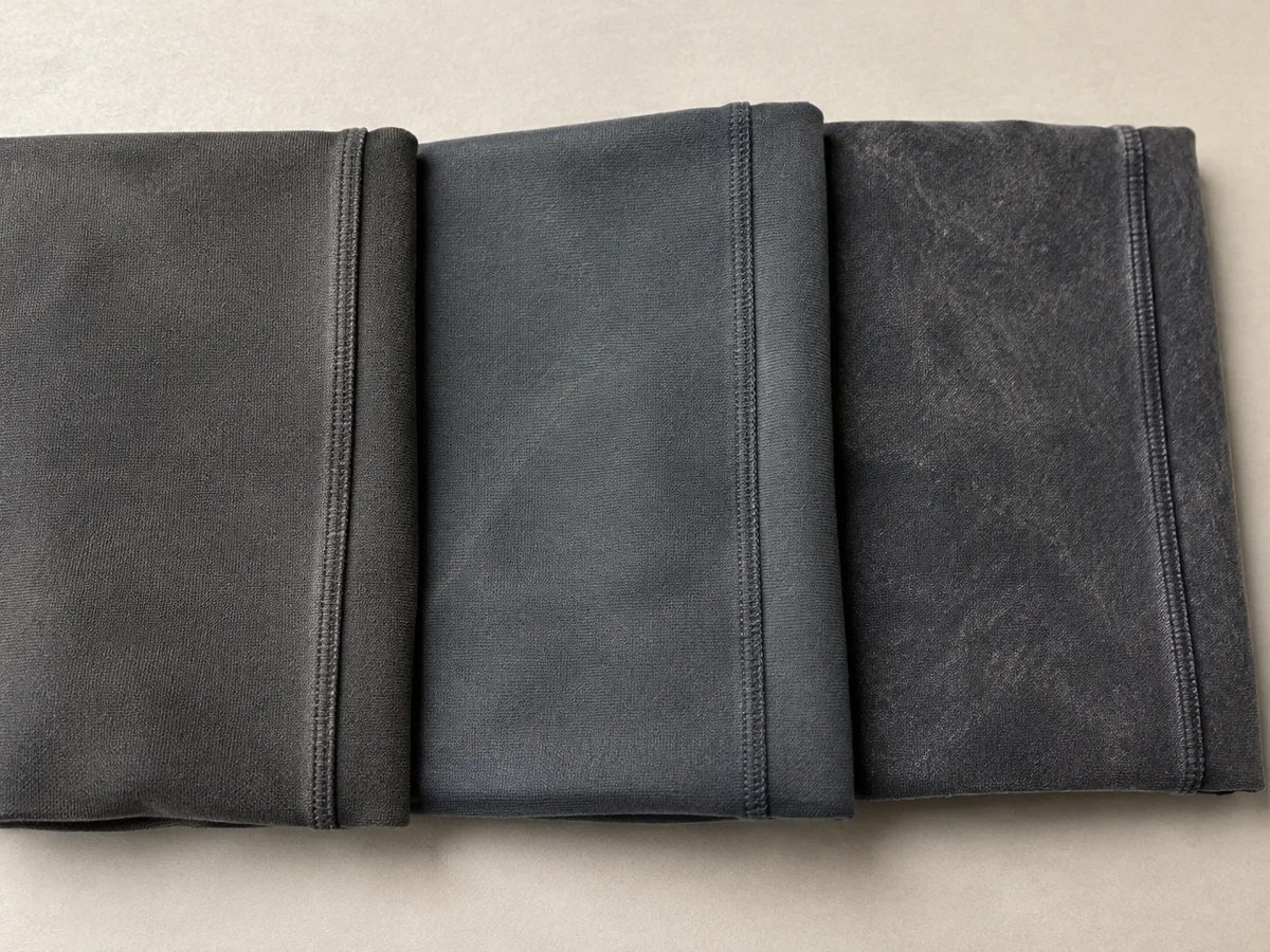 Illustrated fabric surfaces showing tonal and marbled finish directions