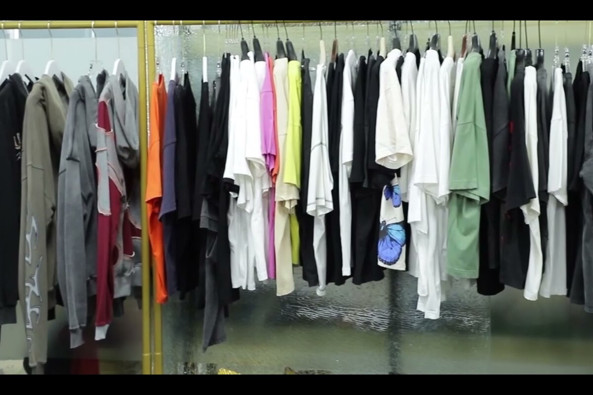 Factory garment rack prepared for orders