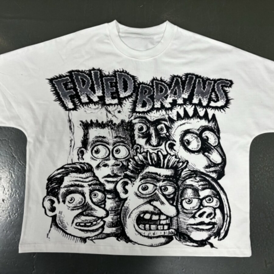 Graphic T-shirt sample with bold black print